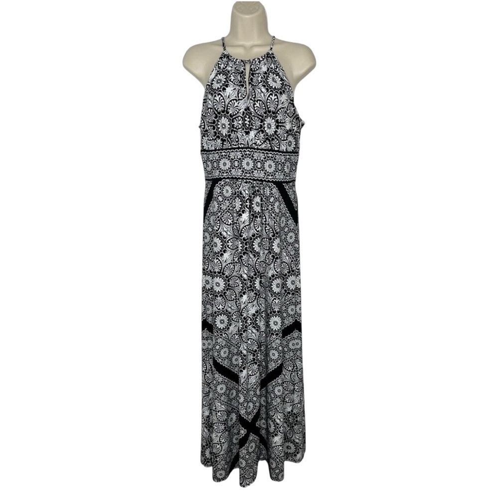 White House Black Market | Elegant Black and White Patterned Maxi Dress